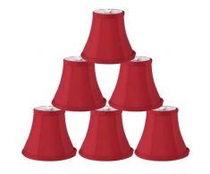 ONEPRE Lampenschirm, Leinen zum Anklippen, klein, Kerze, Kronleuchter, Lampenschirm, Glocke, 15,2 cm, cremefarben, 6 Stück rot