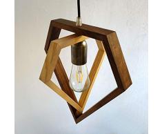 GIANO, Hängelampe aus Esche und Nussbaum Kronleuchter, Pendelleuchte, Leuchte, Holzlampe, Wohnzimmerbeleuchtung, Foyerlampe, Küchenleuchte, Diamant, doppelt