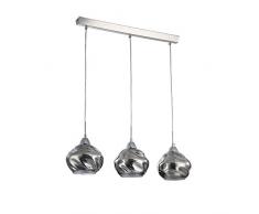 Dekorative moderne Kristall-Pendelleuchte, Rauch-Glas-Schirme, 3-flammig, höhenverstellbar, Metall in Farbe Chrom, exkl. E14 60W, 220V-240V