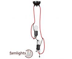 famlights Pendelleuchte Tatjana 2-Flammig aus Metall, Schwarz | Hängeleuchte edel Kinderzimmer-Lampe Mädchen Deckenlampe Designerlampe Schlafzimmer-Leuchte Beleuchtung Zimmerlampe E27 Fassung