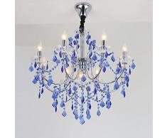 Amerikanisches Land Schmiedeeisen Kronleuchter aus Kristall Schlafzimmerlampe kreative Persönlichkeit Zweige Restaurant Garderobe Internet-Café-Lampen Großhandel, Blau 8 + 1 ohne Deckel