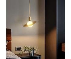 H.Y.BBYH Pendelleuchte Licht Einfache Kupfer Saturn Kleine Messinglüster Bar Kreative Schlafzimmer Nacht Restaurant Kronleuchter Leuchter