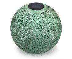 Navaris LED Solar Kugel aus Metall - 30 x 30cm - mit Erdspieß - Garten Solarkugel Leuchte - Orientalische Solar Kugelleuchte - Grüner Kupfer