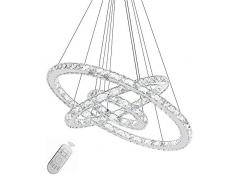 SAILUN 72W LED Kristall Design Hängelampe Drei Ringe Deckenlampe Pendelleuchte Kreative Kronleuchter Dimmbar Lüster