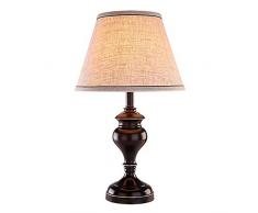 KGDC Nachttischlampe Amerikanischen Schmiedeeisen Tischlampe Schlafzimmer Nachttischlampe Einfache Leinen Lampenschirm Anwendbar Schlafzimmer Wohnzimmer Studie Tischlampe