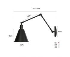 Schmiedeeisen-Wandleuchte, Industrielle Pendelleuchte 1-Flammig, Bettleseleuchte, Balkon Gang Treppe Schlafzimmerbeleuchtung, E27, Max 40W,6