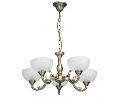 Deckenleuchte Kronleuchter antik messingfarbig Glas Klassisch Metall Ø60cm 5-flammig exkl. E27 5x60W 230V