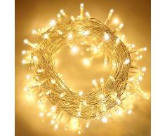 ANKOUJA Lichterkette LED Innen Außen Warmweiß 100er Verbindlich & Memroyfunktion für Weihnachten Zimmer Bett Hochzeit Party Schlafzimmer Weihnachtsbaum 31V-8 Funktion Partylicherkette