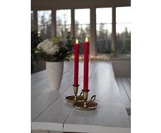 Star LED-Wachskerzen lang, 2-er Set, warm weiß LED, Schalter an der Flamme batteriebetrieben, Sichtkarton, 24 x 2,5 cm, rot 066-62