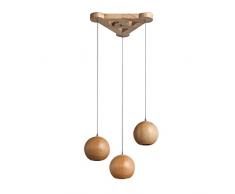 ForeverBox, FB7-62565, Moderne Globe-förmige Holzleuchte mit 3 Leuchten, verstellbare Deckenlinie LED-Kronleuchter für Wohnzimmer
