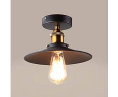 NiuDian Amerikanisches Land Schmiedeeisen Deckenlampe Loft Industriestil Retro Restaurant Kreative Kleine Schwarze Rock Balkon Gang Lampe(26cm)