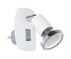 EGLO Steckdosenspot Mini Steckdosenlampe, Stahl, GU10, 3 W, weiß, chrom, 7 x 14 x 10 cm