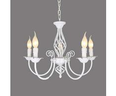 Antik Schatten Kronleuchter Pendelleuchte Rustikale Landhausstil Aristokratische Kerze Französische Klassische Im Europäischen Stil Wohnzimmer Einfach E14 Metall Hängeleuchte,Weiß,5heads