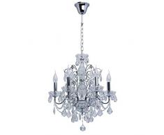 MW-Light 367013306 Kronleuchter Klassisch Barock 6 Armig Chrom Kristall