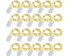 Cuitan Kupferdraht Lichterkette, Drahtlichterkette 1M 10 LEDs Weihnachtsbeleuchtung Batteriebetrieben für Weihnachten Garten Hochzeit Party Innen und Aussen Decoration 20 Stücke (Warmes Gelb)