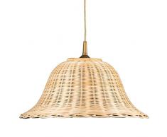 Helios Leuchten 212056 Korblampe natur-farbig | Rattanlampe Rattanleuchte rustikal Landhausstil | Pendellampe Pendelleuchte Rattan | Deckenleuchte Hängelampe 1xE27