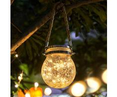 Qomolo Solar Laterne Garten Solar Gartenleuchte LED zum Aufhängen Lampe IP65 Wasserdicht Solarlampe für Garten, Balkon, Hof, Pfad Ornaments