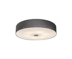 QAZQA Landhaus / Rustikal, Modern, Für Kinder Deckenleuchte Drum 70 Jute grau, Glas, Metal, Textil, Zylinder, Rund / LED geeignet E27 Max. 6 x 60 Watt