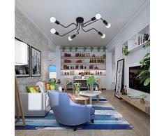 Lingkai Industrielle Schwarz Edison Birne Schmiedeeisen sechs Lichter Große Semi Flush Mount Deckenleuchte