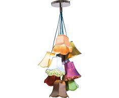 Kare Design Hängeleuchte Saloon Flowers, moderne Pendelleuchte im Retro-Stil, Design Wohnzimmerlampe mit bunten Lampenschirmen und Blumenmuster, Landhausstil, Bunt (H/B/T) 116x60x60cm