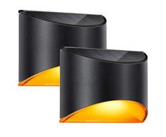 Solarleuchten für Außen Solar Wandleuchten Wandleuchte Aussen Warmweiß Solarlicht Garten Metall Solarleuchte Wand SunPower kabellos Wasserdichte Zaun Beleuchtung für Veranda Pfad Garage 2Pack
