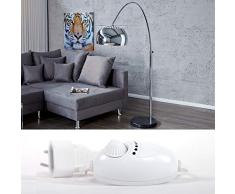 Big Bow BOGENLEUCHTE Chrome Retro Design Lampe dimmbar mit DIMMER Lounge Stehlampe Silber