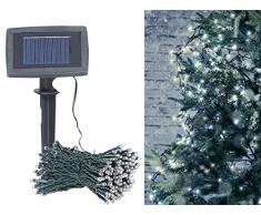 Lunartec Mini Lichterkette Solar: Solar-LED-Lichterkette, 200 LEDs, Dämmerungssensor, warmw, 20 m, IP44 (Solar-Lichterkette warmweiß außen)