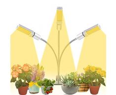 LED Pflanzenlampe, Coulax Pflanzenlicht Vollspektrum 60W 132 LEDs Grow Lampe 3 Kopf Lichtmodus 5 Stufen Helligkeit Pflanzenleuchte 3H/6H/12H Timing-Funktion Grow Light für Garten Zimmerpflanzen