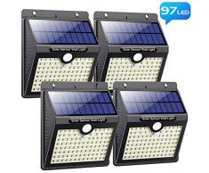 Solarlampen für Außen mit Bewegungsmelder,【Neuestes Version 97 LED-1000 Lumen】Pxwaxpy Solar Wasserdichte Wandleuchte 2000mAh Solar Aussenleuchten IP65 Solarleuchten für Garten mit 3 Modi (4 Stück)