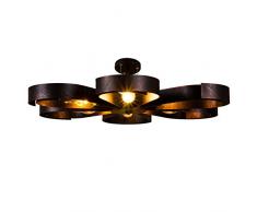 Deckenleuchte Vintage Industrie Metall Lampen Rustikal Deckenlampe Antik für Landhaus Schlafzimmer Küchen Wohnzimmer Esstisch Decken Licht Schwarz Ring Design Decken Leuchte Loft, 6 flammig L60cm