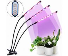 HALUM Pflanzenlampe Grow LED mit 36W Zeitfunktion Pflanzenlicht Wachstumslampe, Automatische Ein- / Ausschalten, 8 Arten von Helligkeit für Innenpflanzen Gewächshaus Blumen Gemüse