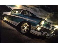 Samarkand-Lights LED-Bild mit Beleuchtung LED- Bilder Leinwandbild 65 x 45 cm Leuchtbild US CAR/Muscle CAR/Oldtimer