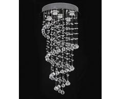 Elegante Spirale Kristall Kronleuchter Beleuchtung, JJGD Klar K9 Kristall Regentropfen LED Deckenleuchten Chrom Unterputz Pendelleuchte für Wohnzimmer Esszimmer Flur Treppe Foyer Größe: D40cm H80cm