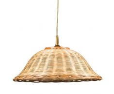 Helios Leuchten 202072 Deckenlampe Korblampe natur-farbig | Rattanlampe Rattanleuchte rustikal Landhausstil | Pendellampe Pendelleuchte Rattan | Hängeleuchte 1xE27