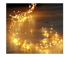 Mortimer Lamb Led Lichterkette,200er LED Mikro Silberdraht Lichterkette Strombetrieb Deko für Innen Außen Warmweiß für Party,Garten,Weihnachten,Hochzeit