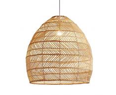 Offene Weave Cane Rib Glocke hängende Deckenleuchte Pendelleuchte, Wicker Rattan Schatten Weave-Lampen-Licht-Befestigungen Kronleuchter dinging Raum, 39,4 Zoll Einstellbare Cord