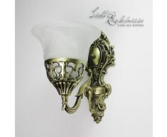 Jugendstil Wandlampe Metall in Messing Glas H:24cm Design Wohnzimmer Schlafzimmer Flur Wandleuchte