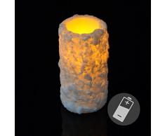LED Echtwachskerze mit Wachsdesign warm weiß Wachskerze Batterie 15 cm