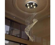 PingFanMi Faszinierende Tropfen runde LED-Kristallhängeleuchte Doppelwendeltreppe Wohnzimmer Kronleuchter (Durchmesser 40 * Höhe 120 cm)