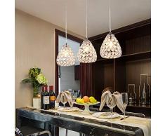 Modern Kristallleuchter E27 Hängeleuchte Rund Weiß 3-Flammig Kreative Pendelleuchte Kristall Métal Lampenschirm Persönlichkeit Kunst Design Hängelampe Wohnzimmer Esszimmer Esstisch Studie,3headsA