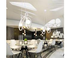 KESAI HomeDeco Moderne Deckenleuchten Pendelleuchten, Metall Bike Hängelampe für Esstisch, E27 2-Flammig Hängeleuchte Kronleuchter für Esszimmer, Schlafzimmer und Restaurant,Weiß