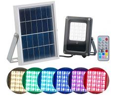 Luminea Solar Strahler RGB: Solar-LED-Fluter für außen, RGBW, 10 Watt, mit Fernbedienung & Timer (Solar Strahler mit Fernbedienung)