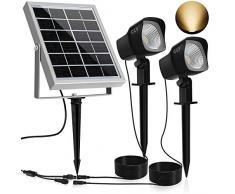 CLY Solarstrahler, Gartenleuchte Solar, 2 Stück Solarleuchten,300ML LED Solarstrahler, Gartenstrahler Solar, warmweiß, IP66 Wasserdicht LED Solarlampe, 2 * 1.5W Solar Außenleuchte