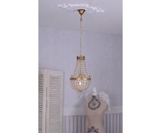 Kronleuchter, Kristallleuchter, Korblüster, Lüster, Leuchter, Lampe für die Wohnung im angesagten Biedermeier-Stil, gefertigt aus Messing mit wunderschönen Glaskristallen - Palazzo Exclusive