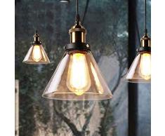 Yjdr Retro Pendelleuchte, Kronleuchter in Antik-Finish Schwarz, Hang Droplight Lampenfassung, Messinglüster Beleuchtung, Glaskugel hängende Deckenleuchte for Küche Insel Beleuchtung Fixture