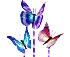 Beleuchtung Außen Solarleuchte Garten, Lvyleaf 3 Packung Solar Garten Lampen mit Farbwechsel Optik LED Schmetterling Solar Lichter, Außen Dekoration Lichter für den Garten/Rasen/Terrasse/Feld/Weg