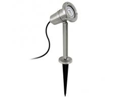 EGLO Erdspießstrahler Nema, 1 flammige Außenleuchte, Bodenspießlampe aus Edelstahl, Farbe: Silber, Fassung: GU10, IP54