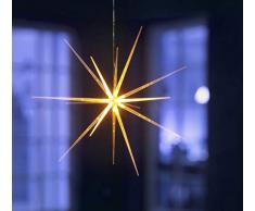 LED Sternleuchte | Acryl-Optik | 14 LED | warm-weiß oder mit Farbwechsel | 6 Stunden Timer | batteriebetrieben | mit Aufhängevorrichtung | moderner 3D Leuchtstern – Weihnachtsstern (warm-weiß)