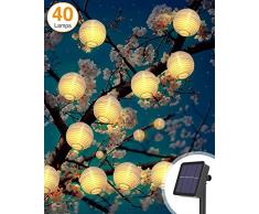 Solar Lichterkette Aussen, Litogo 6M 40 LED Lampion Lichterkette Außen 8 Modus Laterne Lichterkette Outdoor IP65 Wasserdicht Solarlichterkette Deko für Garten, Balkon, Terrasse, Hof, Party- Warmweiß