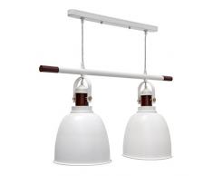 Relaxdays Pendelleuchte Glocca 2-flammig HBT: 116 x 81 x 24 cm Deckenleuchte höhenverstellbar aus Metall und Holz für zwei Leuchten Hängelampe in Glocken-Form als Deko-Element, weiß
